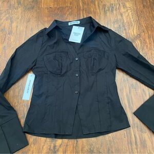 Princess Polly black button up office siren top.